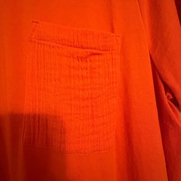 J. Jill Mixed Media Tunic in Orange  Cotton Gauze Size Large - Picture 7 of 9